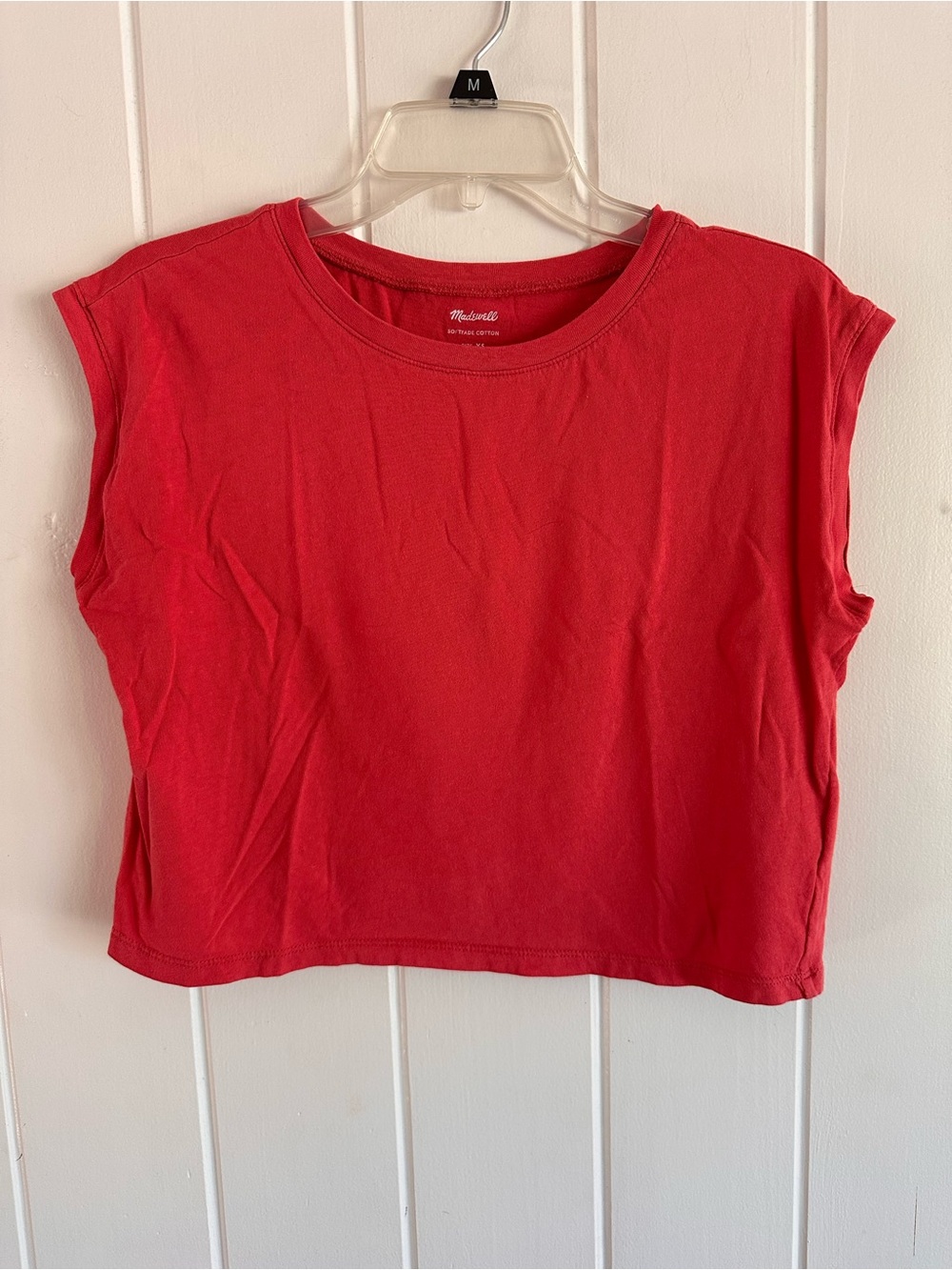 Madewell Boxy Women's Crop Tee in Burnt Red